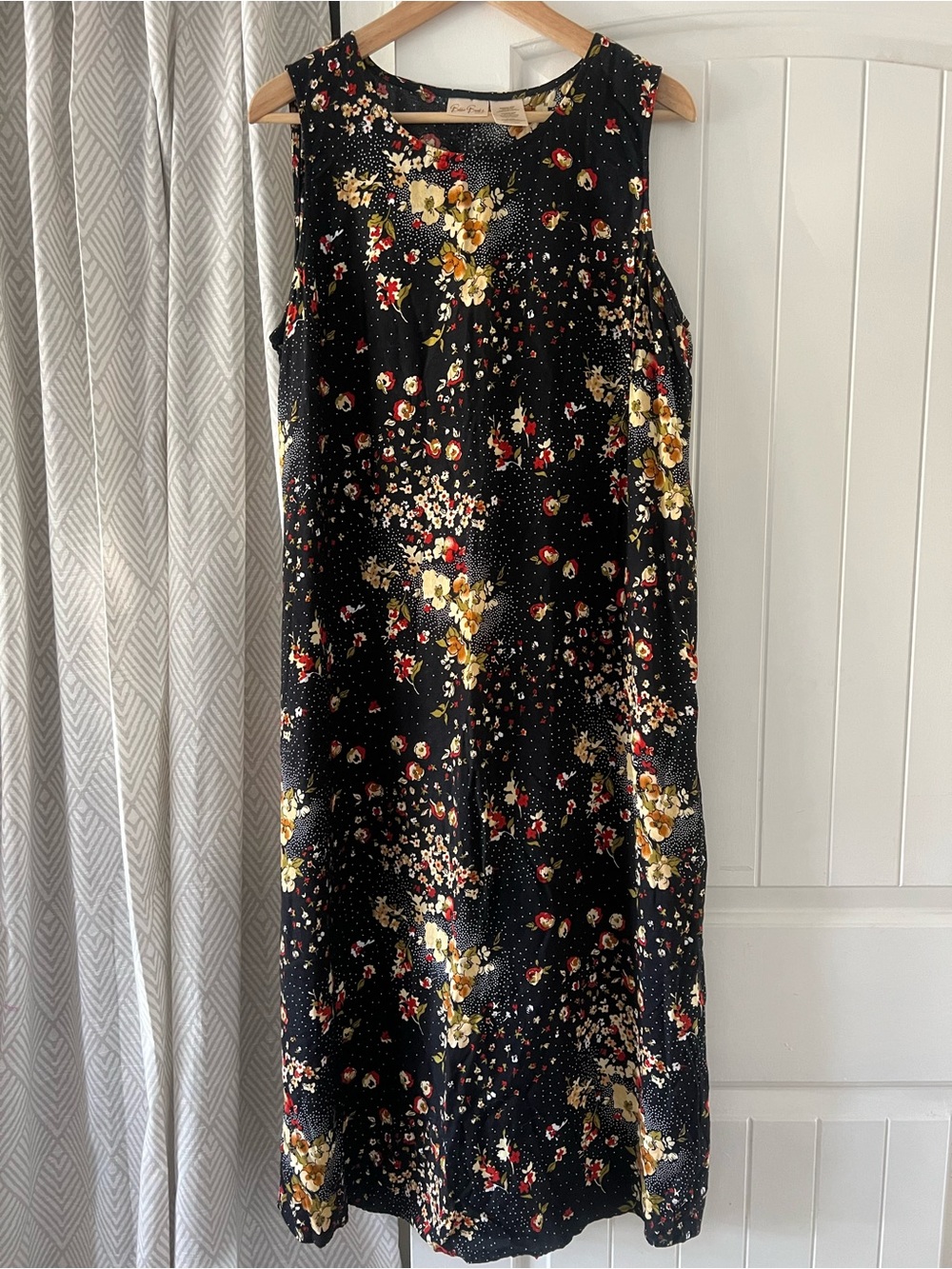 Bobbie Brooks Black Floral Sleeveless Dress Lightweight Maxi 20W